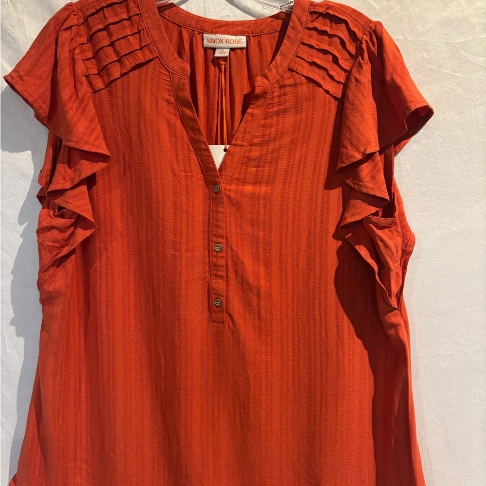 Knox Rose Women's Orange Ruffle Top